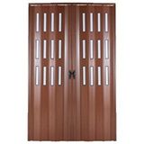 Sarpaş Akordiyon Kapı 216x204 Ceviz Camlı Çift Açılım Kalın Kapı Katlanır Akordeon Pvc Anahtar Kilitli