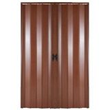 Sarpaş Akordiyon Kapı 258x185 Ceviz Camsız Çift Açılım Kalın Kapı Katlanır Akordeon Pvc Anahtar Kilitli