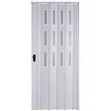 Sarpaş Akordiyon Kapı 94x217 Beyaz Camlı Kalın Kapı Katlanır Akordeon Pvc Anahtar Kilitli