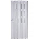 Sarpaş Akordiyon Kapı 94x220 Beyaz Camlı Kalın Kapı Katlanır Akordeon Pvc Anahtar Kilitli