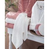 Sarra Home Midye Aile Bornoz Seti - M - L - Pudra - Krem