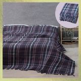 Sarra Home Püsküllü Çift Kişilik Pamuk Battaniye Lacivert (Skoç - Tv Battaniye) - 180 x 220 cm