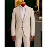 Sartorial Excellence Erkek Krem Rengi Takım Elbise, Slim Fit, 56