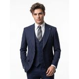 Sartorial | Gece Mavisi Çizgili Yelekli Takım Elbise