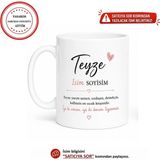 Saruhan Concept Kişiye Özel Çiçek Tasarımlı Teyze Kupa Bardak – Isim Soyisim Baskılı Porselen Kupa - Beyaz