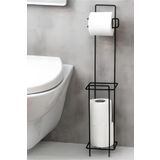 Sas Ayakli Wc Kagitli Yedek Kagit Hazneli Tuvalet Kagitligi Siyah