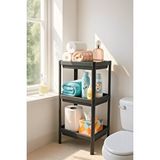 SAS Flex Elite Pro 3 Katlı Mat Siyah Modüler Dikdörtgen Raf Ünitesi – Mutfak Rafı, Banyo Düzenleyici Ve Organizer