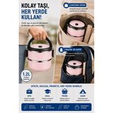 Sas Haus 2 Katlı 1.2 Litre Paslanmaz Çelik Sefer Tası Sızdırmaz Kapaklı Yemek Taşıma Kabı Bento Lunch Box 304 Çelik Pudra Pembe - Pudra - Pembe