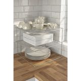 Sas Haus 3 Katlı Tabaklık Dolap İçi Düzenleyici Organizer Metal Tezgah Banyo Tabak Bardak Düzenleme Krom 24x24x20 cm