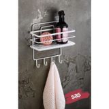 Sas Haus 4 Kancalı Ayarlanabilir Banyo Duş Rafı – Paslanmaz Kristal Şampuanlık (Yapıştır/Vidala) Beyaz-Beyaz