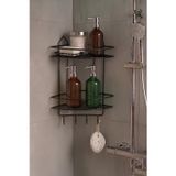 Sas Haus Banyo Köşe Rafı Askılı Duş Organizeri ve Şampuanlık 2 Katlı - 4 Askılı Siyah EK-02