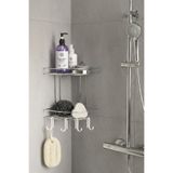 Sas Haus Banyo Köşe Rafı Askılı Duş Organizeri ve Şampuanlık 2 Katlı Krom EK-02