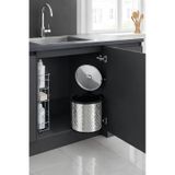 Sas Haus Banyo, Mutfak Dolabı İçi 11 Litre Metal Çöp Kovası Krom, Tüm Dolaplara Uyumlu Tezgah Altı Çöp Kovası Kare Desenli