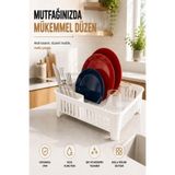 Sas Haus Bulaşıklık Tezgah Üstü Tabak Bardak Kurutmalık Plastik Bulaşık Sepeti 33x41 cm Beyaz S-10567