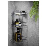Sas Haus Dayanıklı Yapışkanlı Banyo Köşeliği Düzenleyici Şampuanlık Duş Rafı Krom EK-03