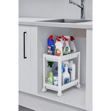 Sas Haus Flex Elite Pro 2 Katlı Beyaz Tekerlekli Çok Amaçlı Banyo Mutfak Düzenleyici Raf - Evye Al - Standart