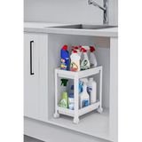 Sas Haus Flex Elite Pro 2 Katlı Beyaz Tekerlekli Çok Amaçlı Banyo & Mutfak Düzenleyici Raf - Evye Altı Raf Beyaz 40 X 35