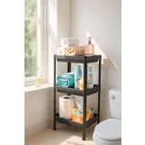 Sas Haus Flex Elite Pro 3 Katlı Mat Siyah Modüler Raf Ünitesi – Mutfak Rafı, Banyo Düzenleyici Ve Organizer Siyah