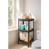Sas Haus Flex Elite Pro 3 Katlı Mat Siyah Modüler Raf Ünitesi – Mutfak Rafı, Banyo Düzenleyici ve Organizer