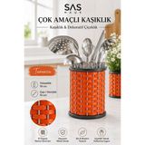 Sas Haus Hasır Görünümlü Metal Kaşıklık 19 cm – Tezgâh Üstü Çok Amaçlı Mutfak Düzenleyici ve Dekoratif Çiçeklik - 10 x 19 cm
