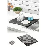 Sas Haus Plastik Pratik Lavabo Tezgah Üstü Bulaşık Kurutmalığı Siyah 35 x 45 S-10145