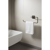Sas Haus Siyah Yapışkanlı Solo Havluluk – Kare Topuzlu, (Yapıştır/Vidala) Montajlı Metal Banyo Askısı - (S-11