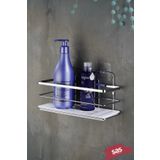 Sas Haus Tekli Ayarlanabilir Banyo Duş Rafı, Kristal Şampuanlık (Yapıştır/Vidala) Krom-Beyaz