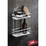 Sas Haus Yapışkanlı Kristal Ayarlanabilir Raf Banyo Düzenleyici Şampuanlık Beyaz - Beyazlş-02 Bb