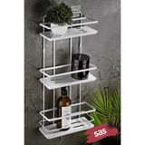Sas Haus Yapışkanlı Kristal Ayarlanabilir Raf Banyo Düzenleyici Şampuanlık Beyaz Lş-03 Bb