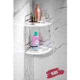 Sas Haus Yapışkanlı Ömür Boyu Paslanmaz Kristal Ayarlanabilir Raf Banyo Düzenleyici Şampuanlık LK-02 KB