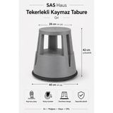 Sas Hausgerate Sas Haus Tekerlekli Kaymaz Basamaklı Tabure – Çift Katlı Devrilmez Güvenli Basamak Taburesi - Gri
