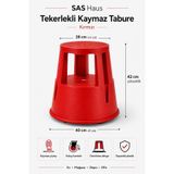 Sas Hausgerate SAS Haus Tekerlekli Kaymaz Basamaklı Tabure – Çift Katlı Devrilmez Güvenli Basamak Taburesi