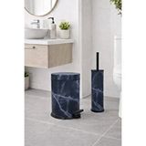 SAS Lacivert Mermer Desenli 2'li Banyo Seti - Metal Çöp Kovası 3 Lt Ve Wc Fırçası Takımı Titan 7400