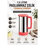 SAS Sas Haus 1,5 Litre Paslanmaz Çelik Termos Sürahi | Tek Basmalı Kapak | Sızdırmaz İçecek Sürahisi | 304 Çelik İç Hazne Çok Renkli