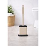 SAS Silikon Tuvalet Fırçası Standlı, Modern Banyo Wc Temizleme Klozet Fırçası Kare Bej S-220