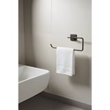 SAS Siyah Yapışkanlı Solo Havluluk – Kare Topuzlu, (yapıştır/vidala) Montajlı Metal Banyo Askısı - (s-110) - Kts