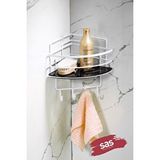 SAS Yapışkanlı Ömür Boyu Paslanmaz Kristal Ayarlanabilir Raf Banyo Düzenleyici Şampuanlık Lk-01 Bsbk Beyaz