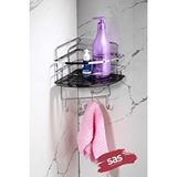 SAS Yapışkanlı Ömür Boyu Paslanmaz Kristal Ayarlanabilir Raf Banyo Düzenleyici Şampuanlık Lk-01 Kskk Gri