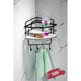 SAS Yapışkanlı Ömür Boyu Paslanmaz Kristal Ayarlanabilir Raf Banyo Düzenleyici Şampuanlık Lk-01 Sbsk Siyah