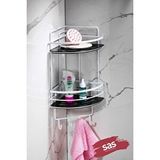 SAS Yapışkanlı Ömür Boyu Paslanmaz Kristal Ayarlanabilir Raf Banyo Düzenleyici Şampuanlık Lk-02 Bsbk Beyaz