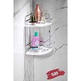SAS Yapışkanlı Ömür Boyu Paslanmaz Kristal Ayarlanabilir Raf Banyo Düzenleyici Şampuanlık Lk-02 Kb Beyaz