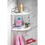 SAS Yapışkanlı Ömür Boyu Paslanmaz Kristal Ayarlanabilir Raf Banyo Düzenleyici Şampuanlık Lk-02 Kbkk Beyaz