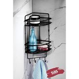 SAS Yapışkanlı Ömür Boyu Paslanmaz Kristal Ayarlanabilir Raf Banyo Düzenleyici Şampuanlık Lk-02 Sssk Siyah
