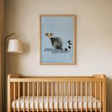 Şaşıran Lemur Çocuk Odası Duvar Posteri Çerçeveli Tablo Duvar Dekorasyonu - 30 x 40 - Ahşap Çerçeveli