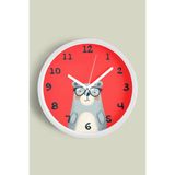 Şaşkın Ayı Çocuk Odası Duvar Saati - 25cm - Önü Camlı Beyaz Kasa - Sessiz Mekanizma, JH1067S25BKP