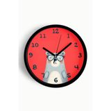 Şaşkın Ayı Çocuk Odası Duvar Saati - 25cm - Önü Camlı Siyah Kasa - Sessiz Mekanizma, JH1067S25SKP