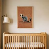 Şaşkın Lemur Çocuk Odası Duvar Posteri Çerçeveli Tablo Duvar Dekorasyonu - 30 x 40 - Ahşap Çerçeveli