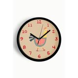 Şaşkın Tavuk Çocuk Odası Duvar Saati - 25cm - Önü Camlı Siyah Kasa - Sessiz Mekanizma, JH1036S25SKP
