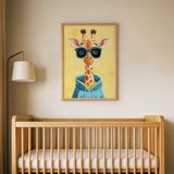 Şaşkın Zürafa Çocuk Odası Duvar Posteri Çerçeveli Tablo Duvar Dekorasyonu - 21 x 30 - Ahşap Çerçeveli