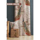 Sasohome Asya Tavus Kuşu Gün Batımı Desenli 140 X 270 Cm Dijital Baskılı Fon Perde Tek Kanat